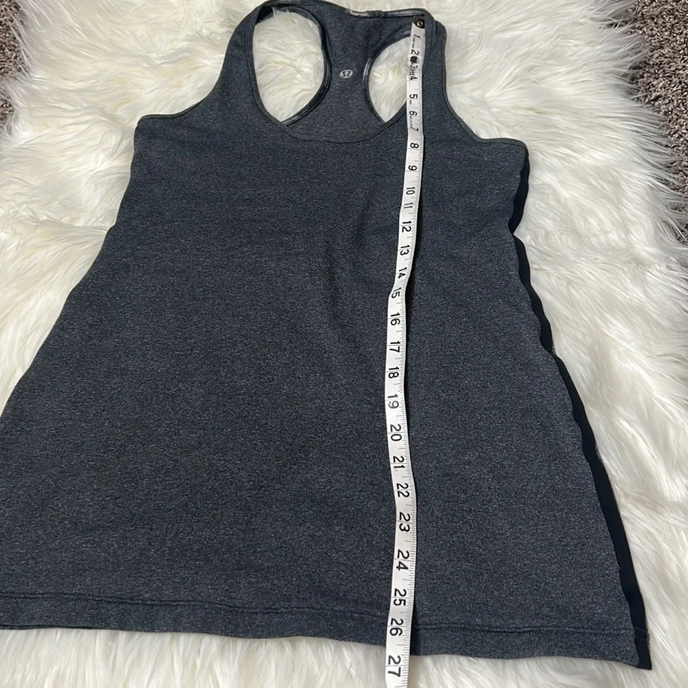 Lululemon Dark Grey With Black Stripes Down Sides Cool Racerback Tank SE